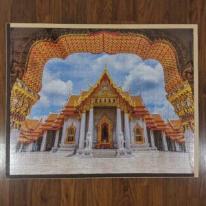 JSP005 - 1000pcs - Marble Temple - Thailand - 58 x 72.3cm (Jigsaw - 54.6 x 69cm) - 12mm Solid Wood with ABC Edging - Double Tape Puzzle to wood
