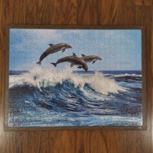 JSP016 -500pcs - Dolphins - High Quality Collection - 39.5 x 52.5cm (Jigsaw - 36 x 49cm) - 12mm Solid Wood with ABS Edging - Double Tape Puzzle to wood
