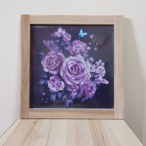 DP 025 - Completed Half Diamond Painting - Flower - 30.5cm x 30.5cm - 6mm Plywood with 12mm Laminated Frame