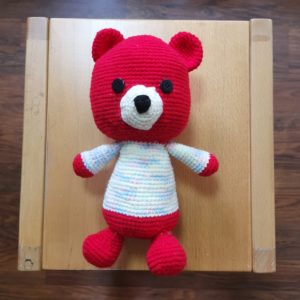 HC029 - Amigurumi Red Bear - 100% Handmade Crochet - H27cm - 315gm