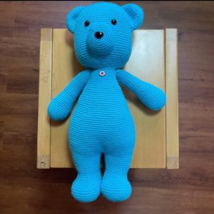 HC030 - Amigurumi Big Blue Bear - 100% Handmade Crochet - H43.5cm x L25cm - 190gm