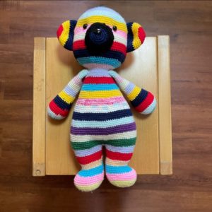 HC032 - Amigurumi Big Rainbow Bear - 100% Handmade Crochet - H40cm x L24cm - 157gm