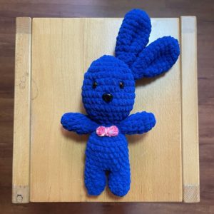 HC036 - Amigurumi Blue Rabbit - 100% Handmade Crochet - H34cm x L18cm - 66gm