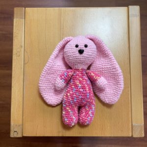 HC037 - Amigurumi Pink Long Ear Rabbit - 100% Handmade Crochet - H22cm x L16cm - 50gm