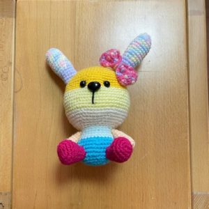HC039 - Amigurumi Cute Rabbit - 100% Handmade Crochet - H19.5cm x L16cm - 40gm