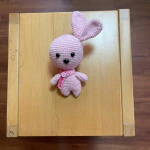 HC040 - Amigurumi Pink Rabbit - 100% Handmade Crochet - H22.5cm x L14cm - 32gm