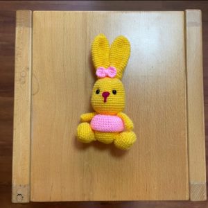 HC041 - Amigurumi Sitting Rabbit - 100% Handmade Crochet - H19.5cm x L10.5cm - 24gm