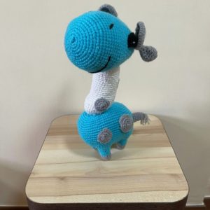 HC043 - Amigurumi Handsome Giraffe - 100% Handmade Crochet - H30.5cm x L17cm - 108gm