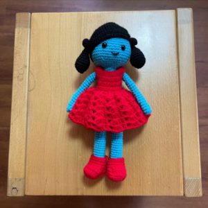 HC049 - Amigurumi Girl Doll - 100% Handmade Crochet - H27cm x L15cm - 48gm