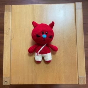 HC052 - Amigurumi Red Cat - 100% Handmade Crochet - H17cm x L12.5cm - 26gm
