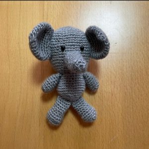 HC054 - Amigurumi Elephant - 100% Handmade Crochet - H15cm x L9cm - 20gm