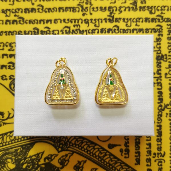 Thai Amulet - 3 in 1 Amulets - Phra Kaew, Phra Chinarat, Luang Phor Sothon (2 x 3cm). FREE: Amulet Box & 2pcs Lucky 4D Aikhai Joss-stick