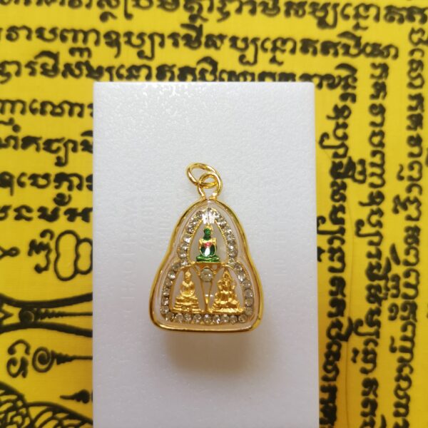 Thai Amulet - 3 in 1 Amulets - Phra Kaew, Phra Chinarat, Luang Phor Sothon (2 x 3cm). FREE: Amulet Box & 2pcs Lucky 4D Aikhai Joss-stick - Image 2