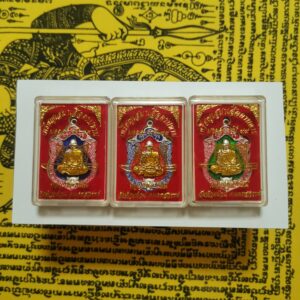 Thai Amulet - Amulets Luang Phor Phat with Temple Box. Millionaire – Great charm. Red/Blue/Green. Free 2 pcs Lucky 4D Aikhai Joss-stick.
