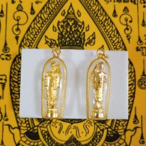 Thai Amulet - Sivali(Gold Plated)(1.5 x H4cm) - Good Karma, Safe Travels & Wealthy Fortunes. FREE: Amulet Box & 2pcs Lucky 4D Aikhai Joss-stick