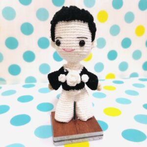 (01) Handmade Crochet Doll (With Stand) Japanese Wedding Costume Groom(H16cm)
