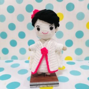 (02) Handmade Crochet Doll (With Stand) Japanese Wedding Costume Bride(H17cm)