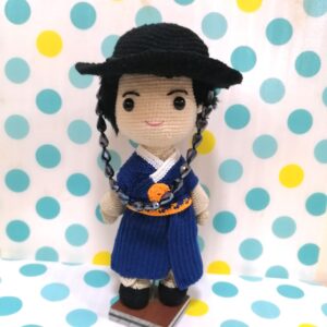 (12) Handmade Crochet Doll (With Stand) Korean Traditional Costume (Hanbok) Man A(H28cm)