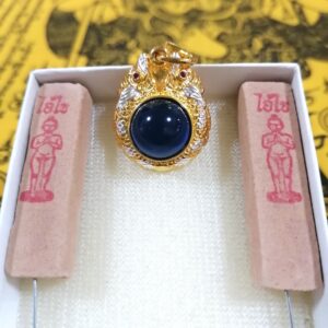 Thai Amulet - Naga Eye - Naga Pendant (H3cm x 2.5cm). This Serpent stone bring Good Luck to the owner. Good Health & Mysterious powers. Repel fear or evil. Excellent for eyes vision. FREE: Amulet Box & 2pcs Lucky 4D Aikhai Joss-stick