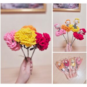 [Local Handmade] Mother's Day Lady in Carnation - Cute Crochet Flower Gift