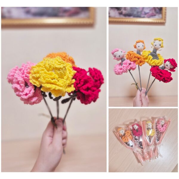 [Local Handmade] Mother's Day Lady in Carnation - Cute Crochet Flower Gift